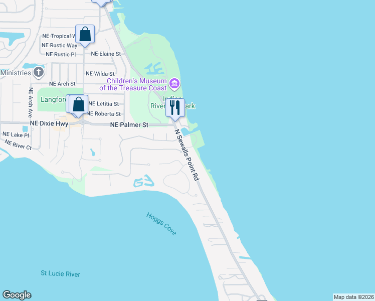 map of restaurants, bars, coffee shops, grocery stores, and more near 146 County Road 707 in Sewall's Point
