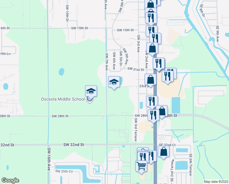 map of restaurants, bars, coffee shops, grocery stores, and more near 2468 Southwest 7th Avenue in Okeechobee