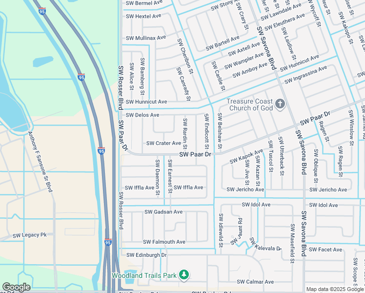map of restaurants, bars, coffee shops, grocery stores, and more near 1498 Southwest Paar Drive in Port St. Lucie