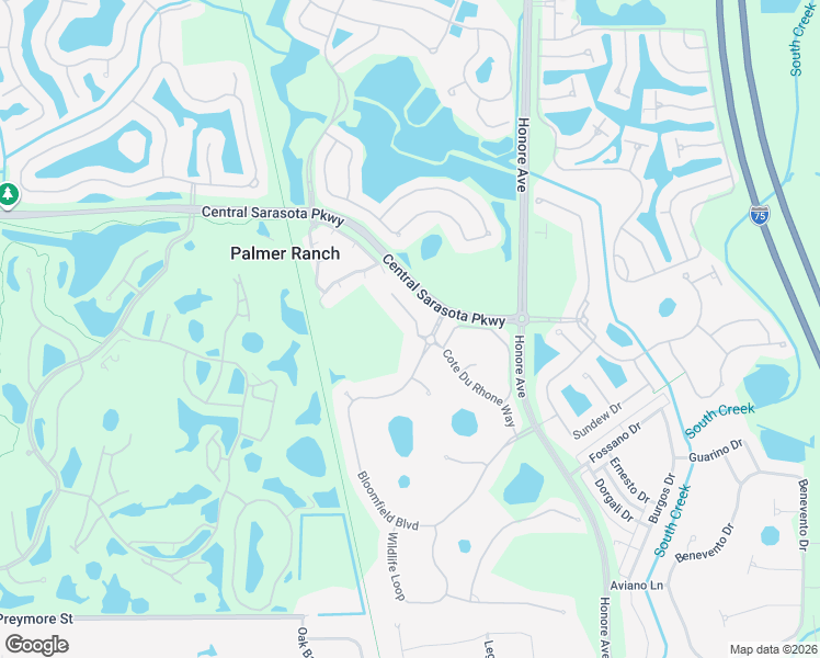 map of restaurants, bars, coffee shops, grocery stores, and more near 8830 Bloomfield Boulevard in Sarasota