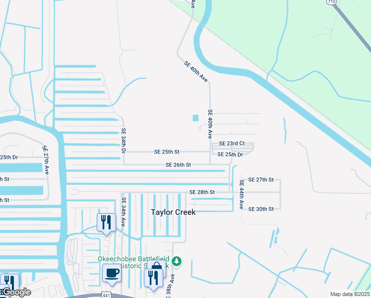 map of restaurants, bars, coffee shops, grocery stores, and more near 3901 Southeast 25th Street in Okeechobee