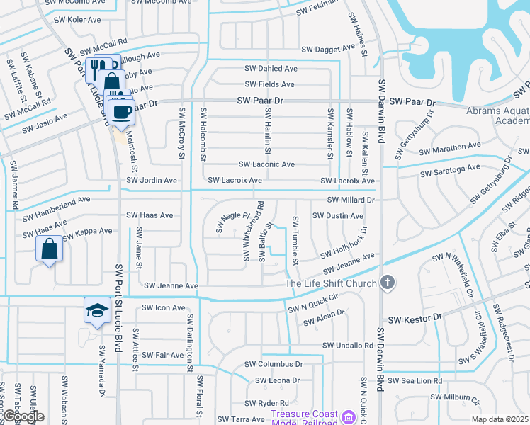 map of restaurants, bars, coffee shops, grocery stores, and more near 4112 Southwest Baltic Street in Port St. Lucie