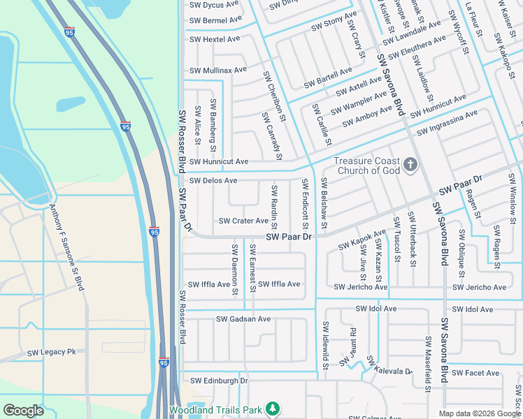 map of restaurants, bars, coffee shops, grocery stores, and more near 1528 Southwest Chari Avenue in Port St. Lucie