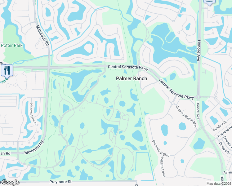 map of restaurants, bars, coffee shops, grocery stores, and more near 8750 Olde Hickory Avenue in Sarasota