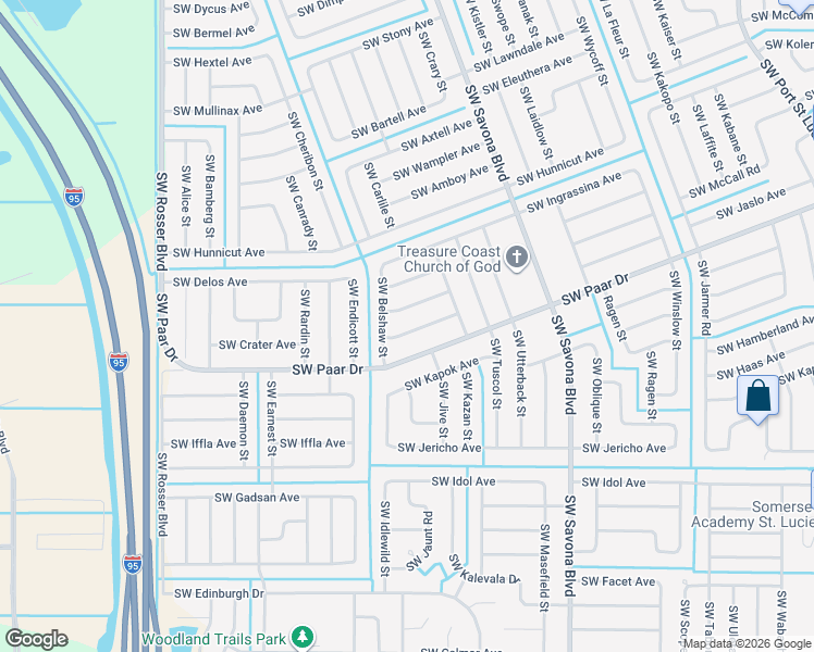 map of restaurants, bars, coffee shops, grocery stores, and more near 1351 Southwest Halford Avenue in Port St. Lucie