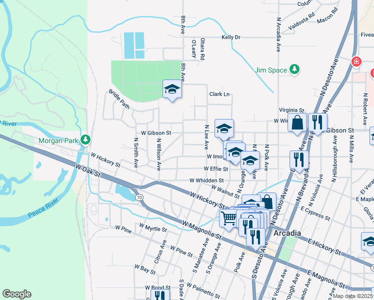 map of restaurants, bars, coffee shops, grocery stores, and more near 810 West Imogene Street in Arcadia