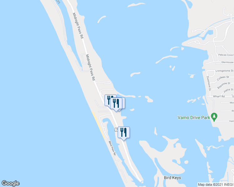 map of restaurants, bars, coffee shops, grocery stores, and more near 1233 Tree Bay Lane in Sarasota