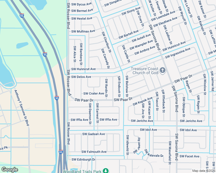 map of restaurants, bars, coffee shops, grocery stores, and more near 4141 Southwest Rardin Street in Port St. Lucie