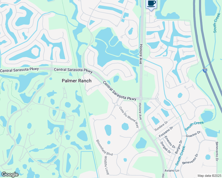 map of restaurants, bars, coffee shops, grocery stores, and more near 5150 Central Sarasota Parkway in Sarasota