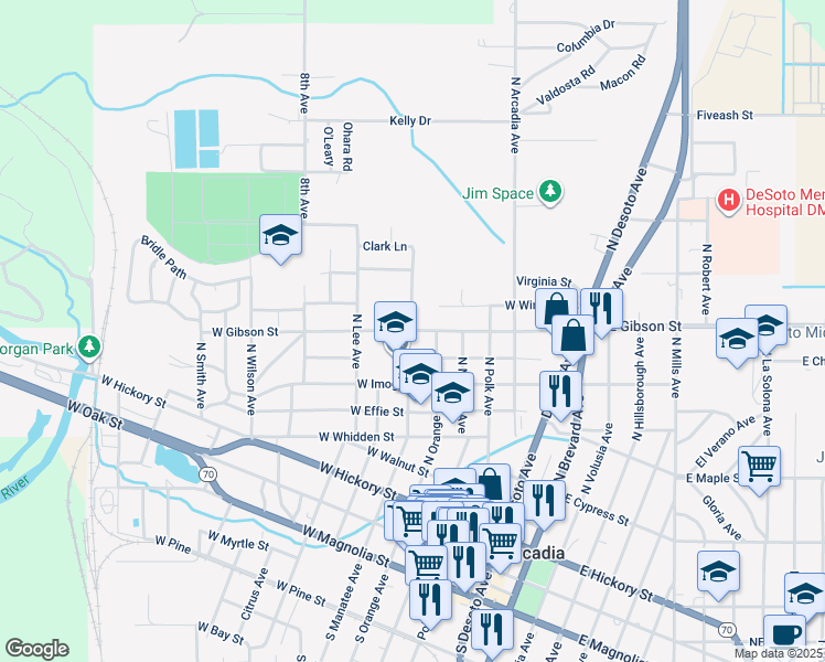 map of restaurants, bars, coffee shops, grocery stores, and more near 599 West Gibson Street in Arcadia