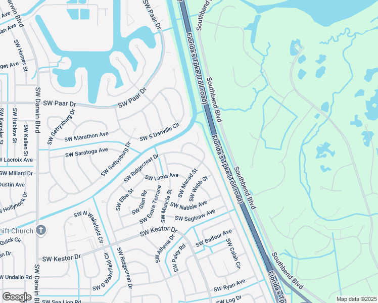 map of restaurants, bars, coffee shops, grocery stores, and more near 262 Southwest Ridgecrest Drive in Port St. Lucie