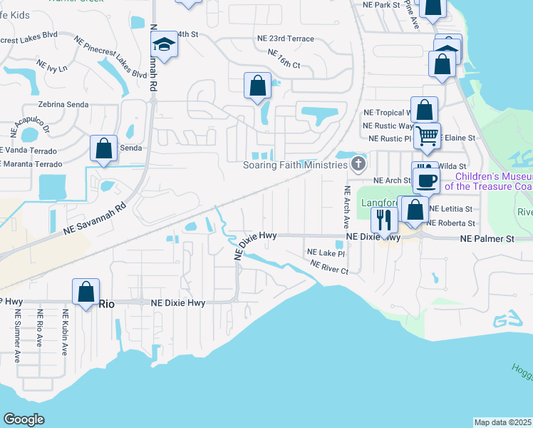 map of restaurants, bars, coffee shops, grocery stores, and more near 1659 Northeast Amy Avenue in Jensen Beach
