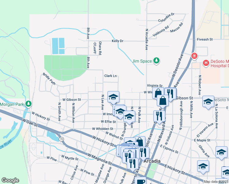 map of restaurants, bars, coffee shops, grocery stores, and more near 600 West Gibson Street in Arcadia