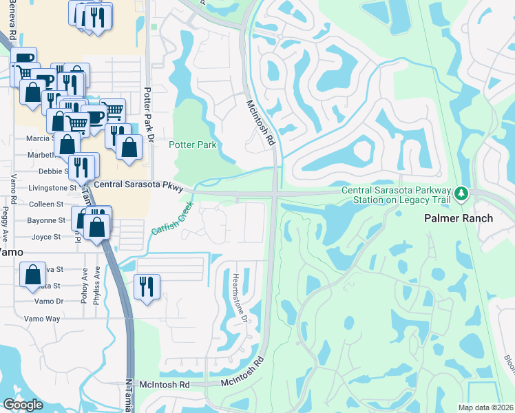 map of restaurants, bars, coffee shops, grocery stores, and more near in Sarasota County