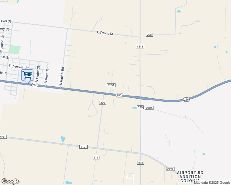 map of restaurants, bars, coffee shops, grocery stores, and more near 1801 Texas 285 in Falfurrias