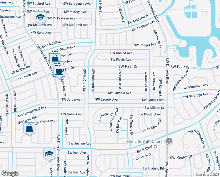 map of restaurants, bars, coffee shops, grocery stores, and more near 532 Southwest Kabot Avenue in Port St. Lucie