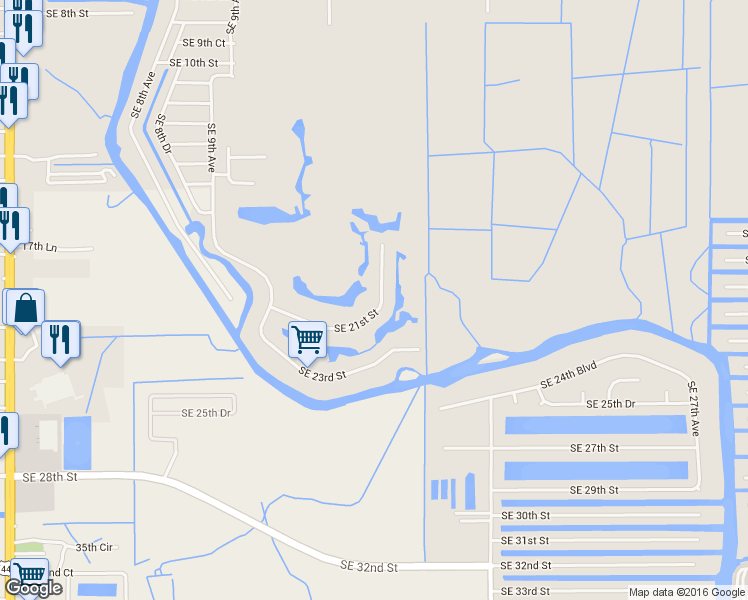map of restaurants, bars, coffee shops, grocery stores, and more near 1415 Southeast 21st Street in Okeechobee