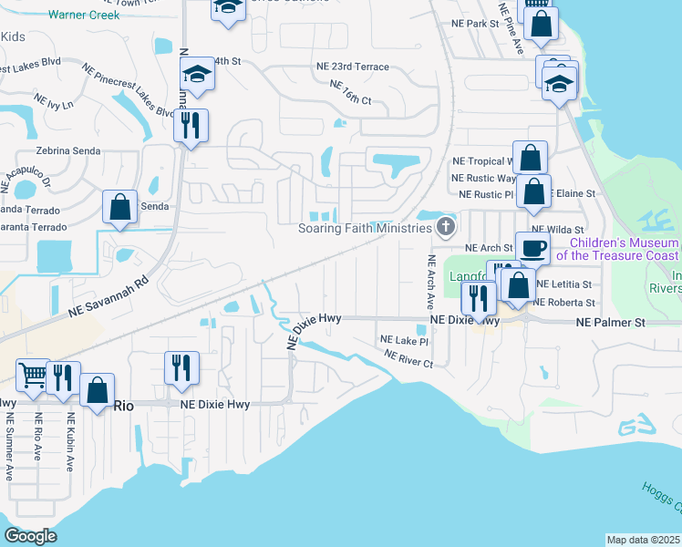 map of restaurants, bars, coffee shops, grocery stores, and more near 1659 Northeast Amy Avenue in Jensen Beach