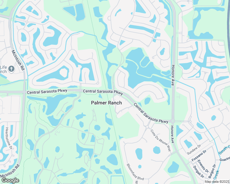 map of restaurants, bars, coffee shops, grocery stores, and more near 5000 Central Sarasota Parkway in Sarasota
