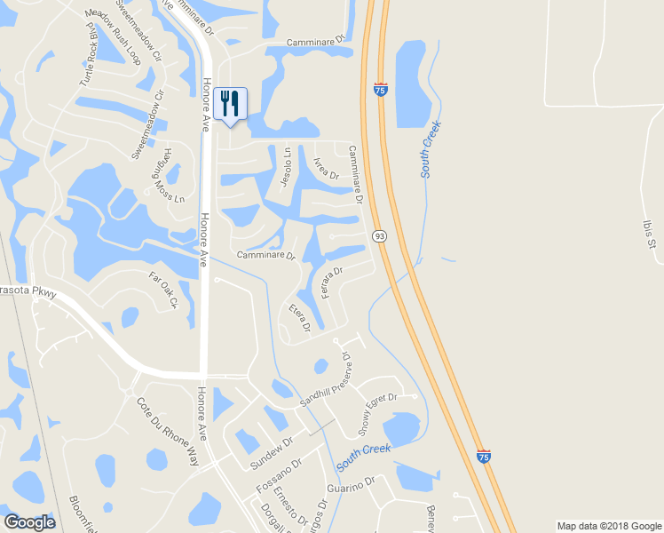 map of restaurants, bars, coffee shops, grocery stores, and more near 5808 Ferrara Drive in Sarasota