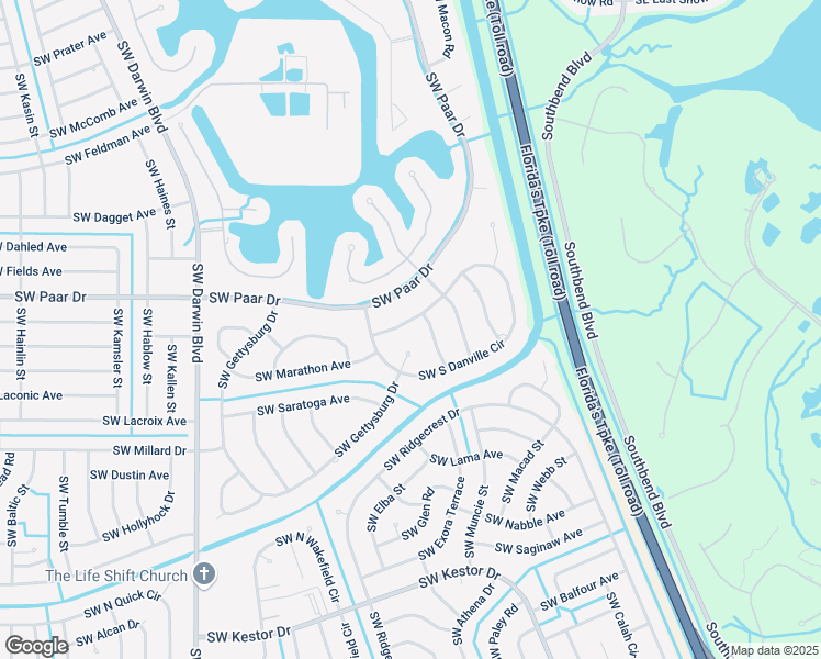 map of restaurants, bars, coffee shops, grocery stores, and more near 106 Southwest North Danville Circle in Port St. Lucie