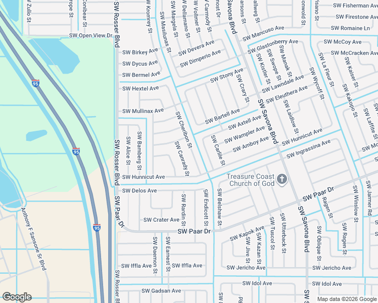 map of restaurants, bars, coffee shops, grocery stores, and more near 4034 Southwest Cheribon Street in Port St. Lucie