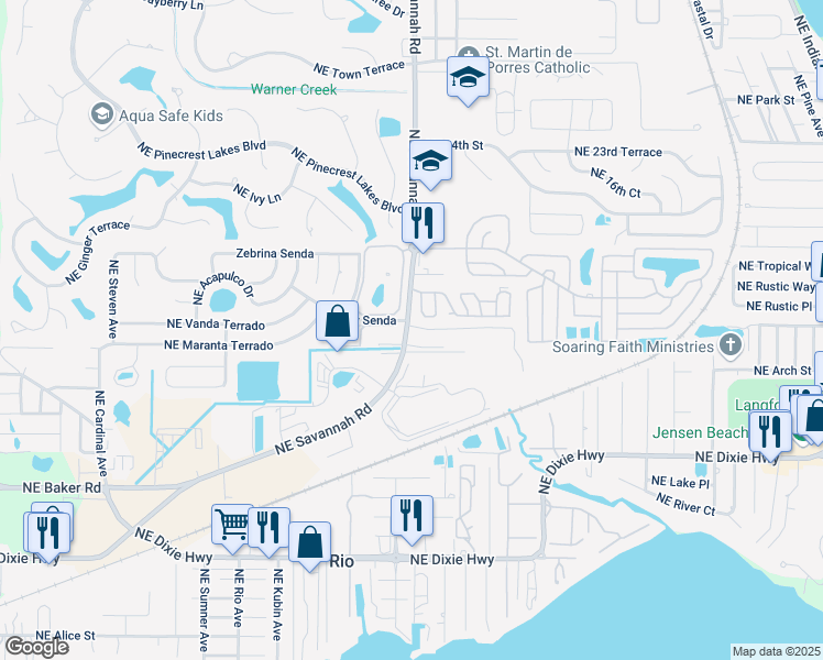 map of restaurants, bars, coffee shops, grocery stores, and more near 355 Garden View in Jensen Beach