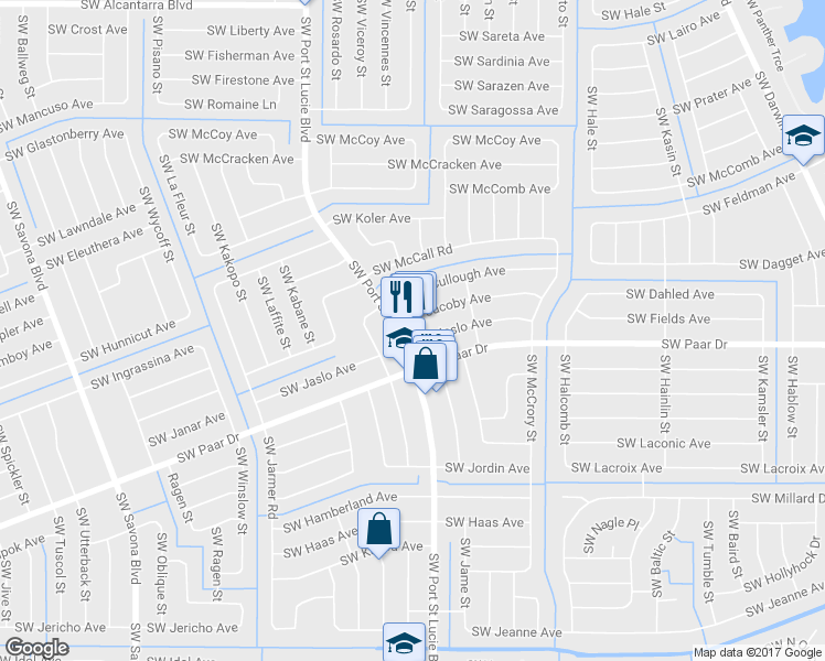 map of restaurants, bars, coffee shops, grocery stores, and more near 3961 SW Port St Lucie Blvd in Port St Lucie