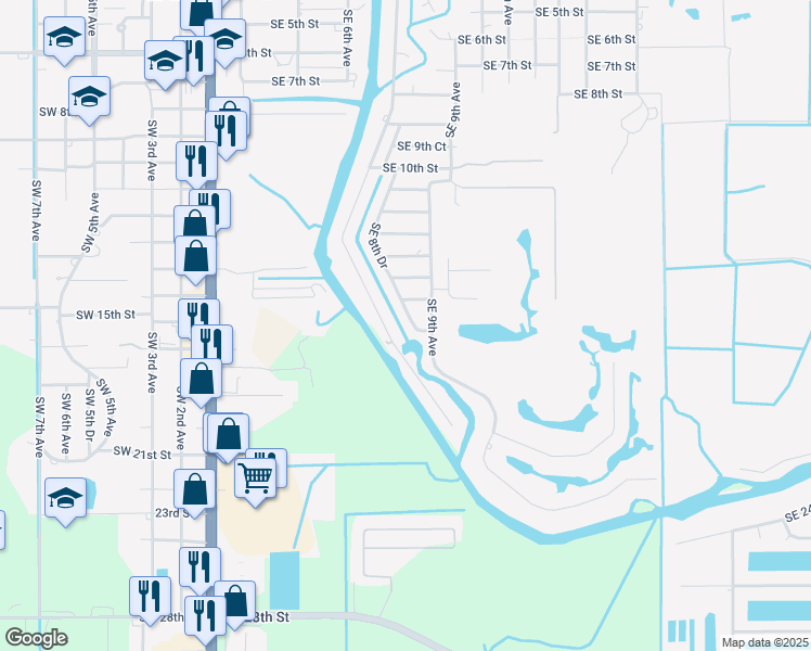 map of restaurants, bars, coffee shops, grocery stores, and more near 1600 Southeast 9th Avenue in Okeechobee