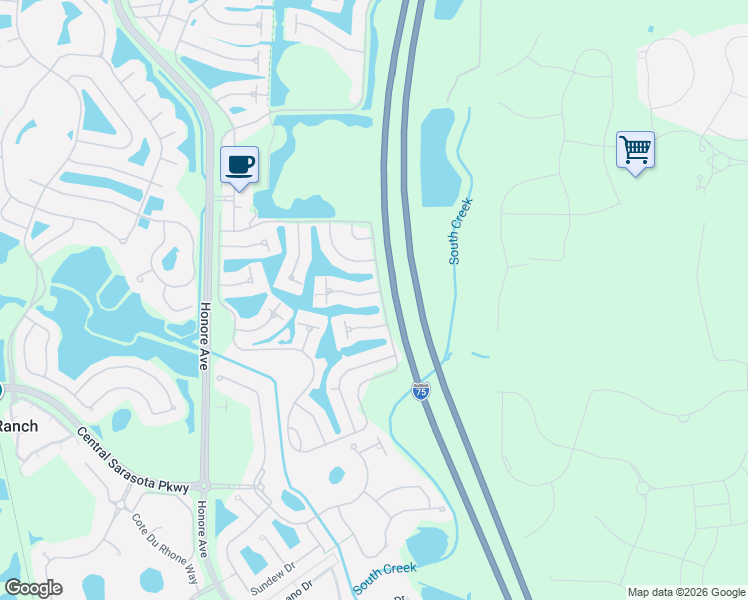map of restaurants, bars, coffee shops, grocery stores, and more near 5860 Girona Place in Sarasota