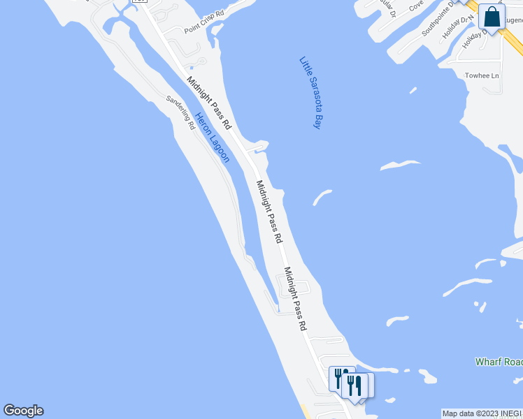 map of restaurants, bars, coffee shops, grocery stores, and more near 8254 Midnight Pass Road in Sarasota