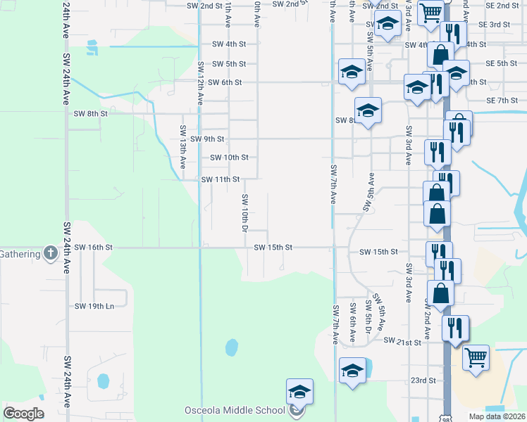 map of restaurants, bars, coffee shops, grocery stores, and more near 1118 Southwest 10th Avenue in Okeechobee