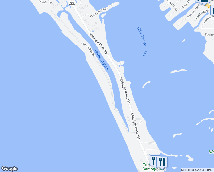 map of restaurants, bars, coffee shops, grocery stores, and more near 8250 Sanderling Road in Sarasota