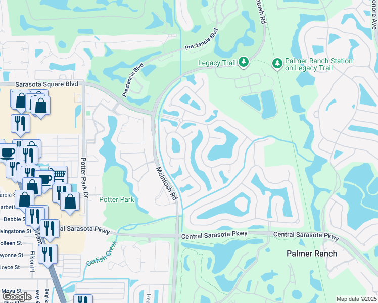 map of restaurants, bars, coffee shops, grocery stores, and more near 8277 Shadow Pine Way in Sarasota