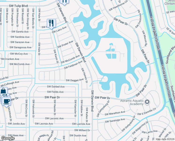 map of restaurants, bars, coffee shops, grocery stores, and more near 538 Southwest Sundance Tr in Port St. Lucie
