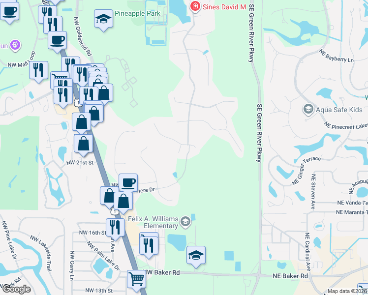 map of restaurants, bars, coffee shops, grocery stores, and more near 491 Northwest Windflower Terrace in Jensen Beach