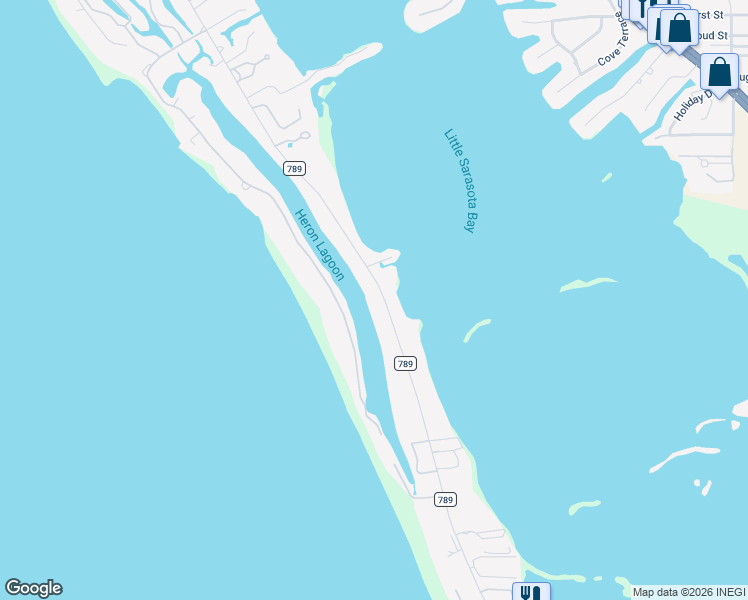 map of restaurants, bars, coffee shops, grocery stores, and more near 8206 Midnight Pass Road in Sarasota