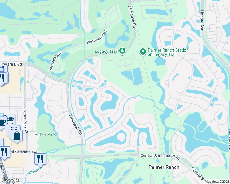 map of restaurants, bars, coffee shops, grocery stores, and more near 8503 Cypress Hollow Drive in Sarasota
