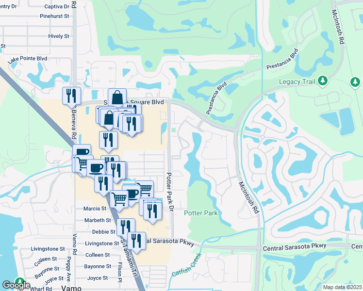 map of restaurants, bars, coffee shops, grocery stores, and more near 4013 Crockers Lake Boulevard in Sarasota