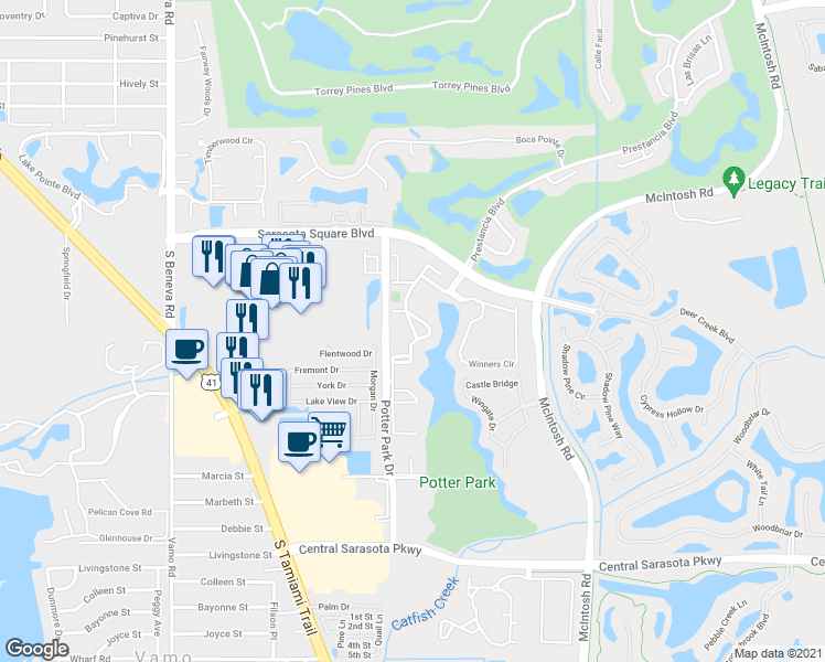 map of restaurants, bars, coffee shops, grocery stores, and more near 4013 Crockers Lake Boulevard in Sarasota