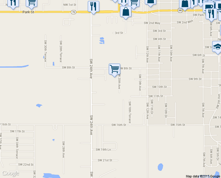 map of restaurants, bars, coffee shops, grocery stores, and more near 1001 Southwest 22nd Avenue in Okeechobee
