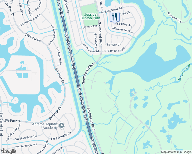 map of restaurants, bars, coffee shops, grocery stores, and more near 108 Southeast Via Marbella in Port St. Lucie