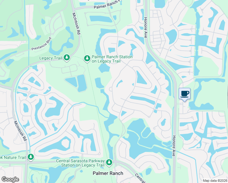 map of restaurants, bars, coffee shops, grocery stores, and more near 4769 Sweetmeadow Circle in Sarasota