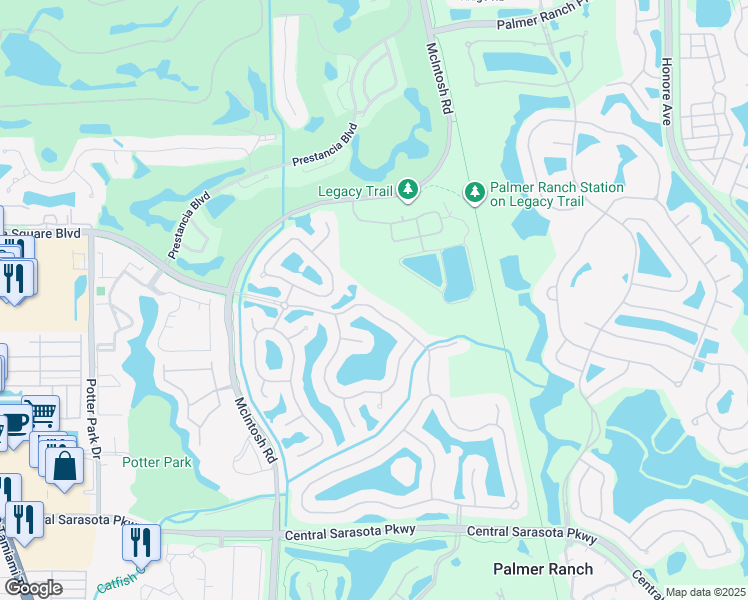map of restaurants, bars, coffee shops, grocery stores, and more near 4505 Deer Creek Boulevard in Sarasota