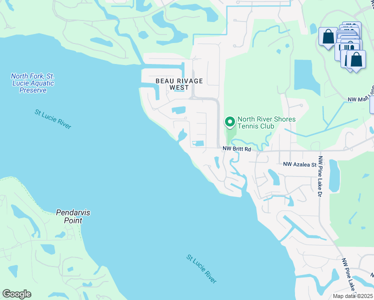 map of restaurants, bars, coffee shops, grocery stores, and more near 2544 Northwest Britt Road in Stuart