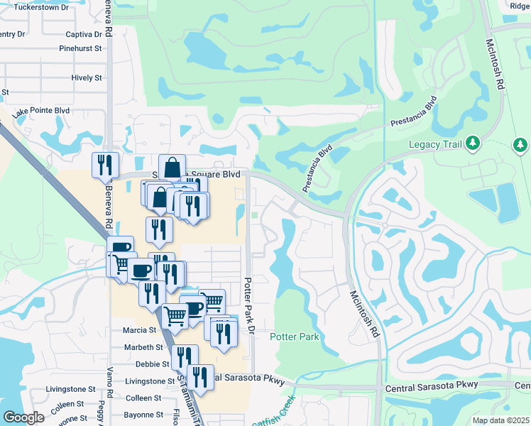 map of restaurants, bars, coffee shops, grocery stores, and more near 4013 Crockers Lake Boulevard in Sarasota