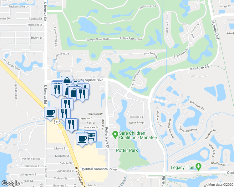 map of restaurants, bars, coffee shops, grocery stores, and more near 4012 Crockers Lake Boulevard in Sarasota