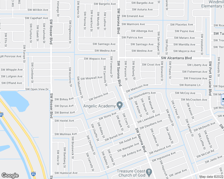 map of restaurants, bars, coffee shops, grocery stores, and more near 1405 Southwest Devera Avenue in Port St. Lucie