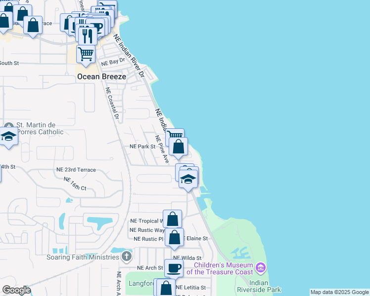 map of restaurants, bars, coffee shops, grocery stores, and more near 2533 Northeast Indian River Drive in Jensen Beach