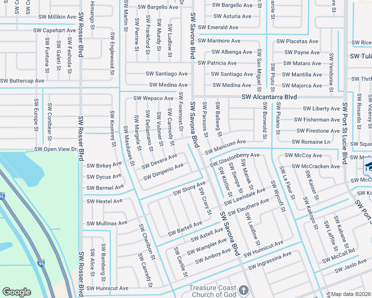 map of restaurants, bars, coffee shops, grocery stores, and more near 1405 Southwest Devera Avenue in Port St. Lucie